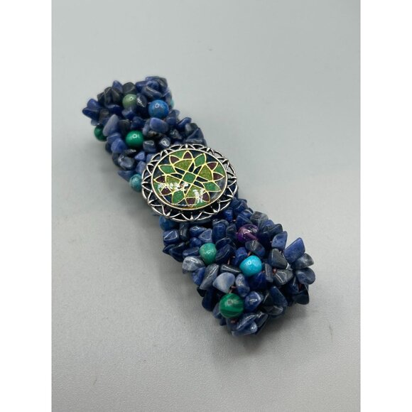 Carolyn Pollack Relios Blue Sodalite Turquoise Elastic Bracelet 925 Silver - Picture 3 of 8